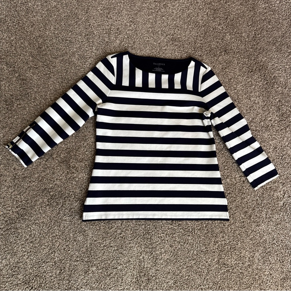 Navy and White Striped Small Talbots Shirt